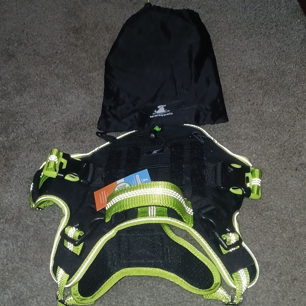 No Pull Dog Harness  Heavy Duty Dog Harness with Handle and Poop Bag Holder Sz M